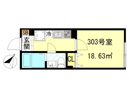 シーエフジオーレ川崎アネックス(1K/3階)の間取り写真