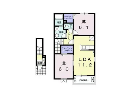 サンブライトI(2LDK/2階)の間取り写真