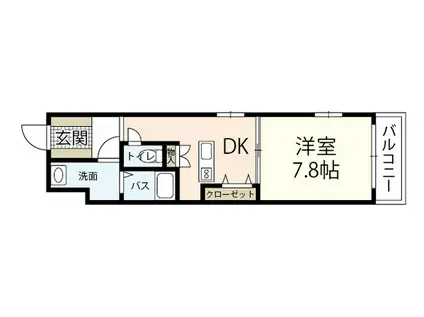 グラビスコート八丁堀(1DK/3階)の間取り写真