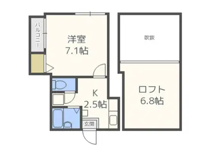 ドリームパレス生の松原II(1K/1階)の間取り写真