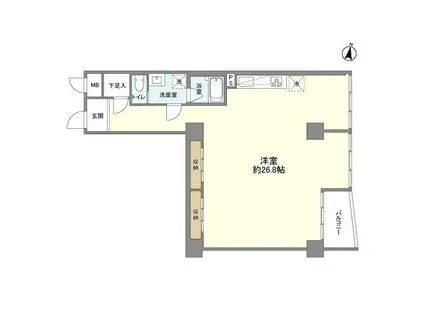 ドミール五番町(ワンルーム/3階)の間取り写真