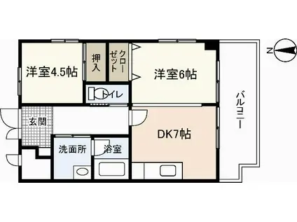 ユニバーサルなかがわI(2DK/1階)の間取り写真