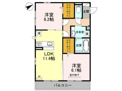 レガーロ(2LDK/2階)の間取り写真