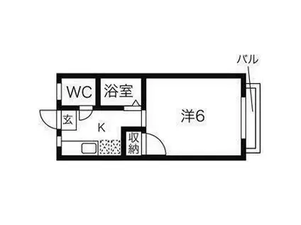 メゾン川内B棟(1K/1階)の間取り写真