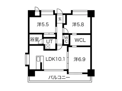 ヒルクレスト菊陽グランデ(3LDK/6階)の間取り写真
