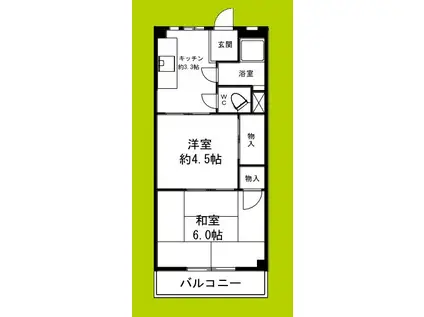 二条通 1号棟(2K/4階)の間取り写真
