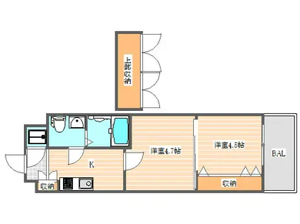 NO46 Vプロジェクト2100天神(2K/6階)の間取り写真