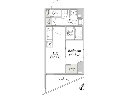ルミーク本町ウエスト(1DK/2階)の間取り写真