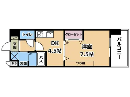 ヴェルジュ南草津II(1DK/3階)の間取り写真