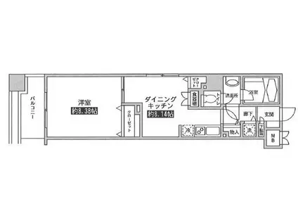 レジディア上野池之端(1LDK/9階)の間取り写真