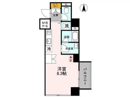 VISTA GRANDE東灘(ワンルーム/2階)の間取り写真