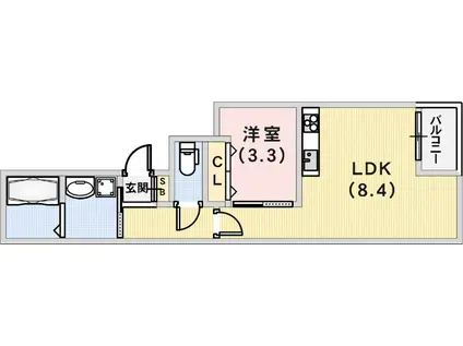 リアンデ脇浜(1LDK/1階)の間取り写真