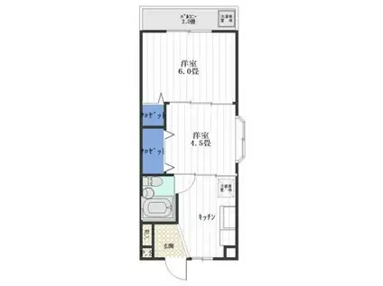 中央ハイツ(2DK/2階)の間取り写真