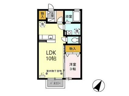 モナリエ白河(1LDK/1階)の間取り写真