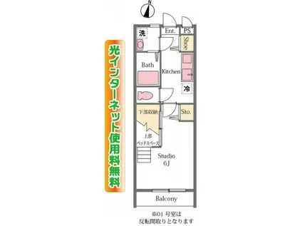 アクロス月の輪(1K/2階)の間取り写真