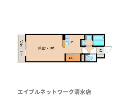 バンテージおりど(ワンルーム/2階)の間取り写真