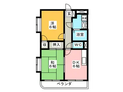 ロイヤルメゾン(2DK/2階)の間取り写真