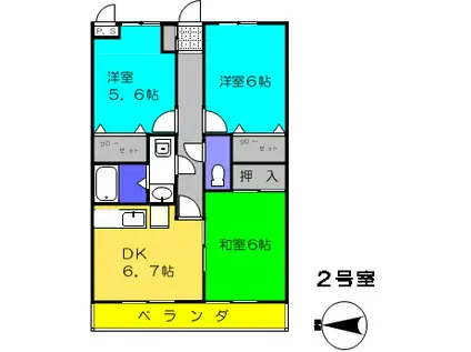 コモド大宮上小町第一(3DK/5階)の間取り写真