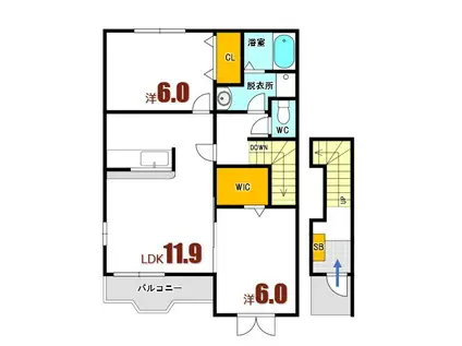 ベルフラワー(2LDK/2階)の間取り写真