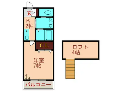 アーバングレース弐番館(1K/2階)の間取り写真