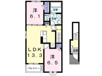 サウス クレストVI(2LDK/2階)の間取り写真