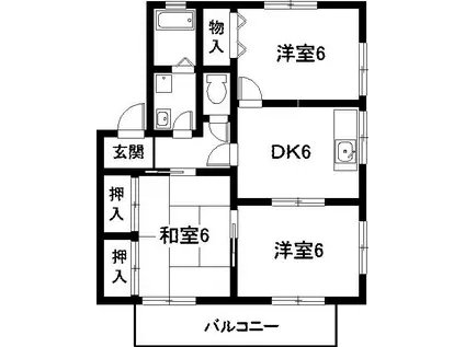 ハイカムール二本松(3DK/2階)の間取り写真