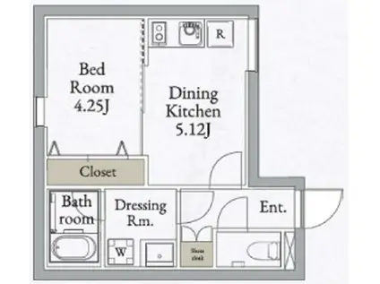 LIVEFLAT高田馬場(1DK/2階)の間取り写真