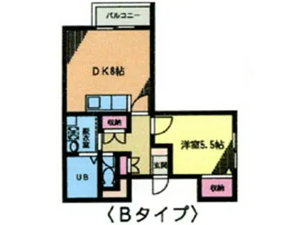 ジュネスSK B棟(1DK/2階)の間取り写真