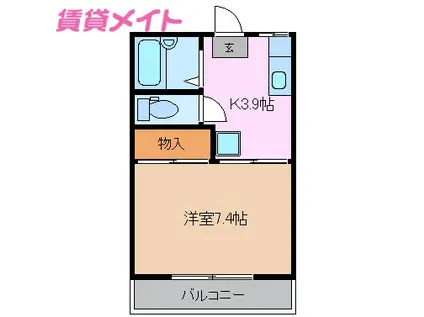 メゾンウッドペッカー(1K/2階)の間取り写真