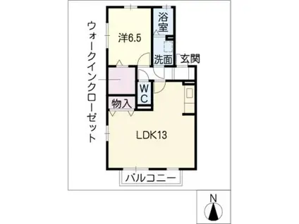 カーサ・クオーレ(1LDK/2階)の間取り写真