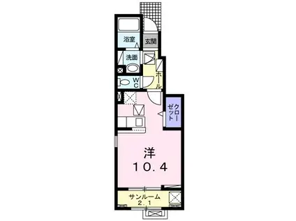 カレントレジデンス東本町I(ワンルーム/1階)の間取り写真
