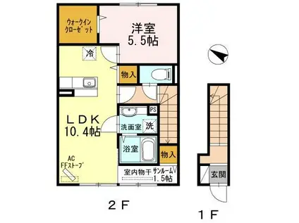 ビットリオ(1LDK/2階)の間取り写真