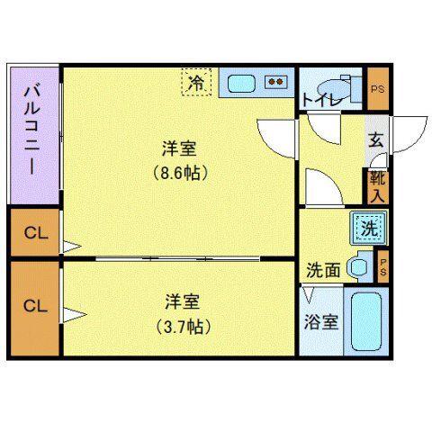 ジーメゾン豊春(1LDK/3階)の間取り写真