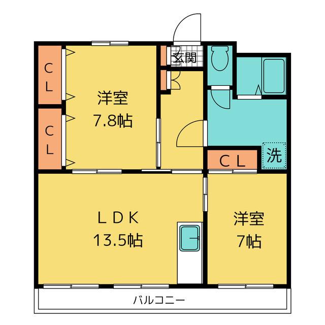 コーポラス小石川(2LDK/3階)の間取り写真