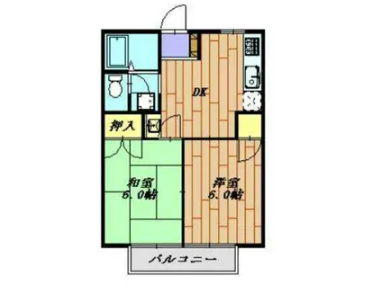 プラムヒルサワダ(2DK/1階)の間取り写真