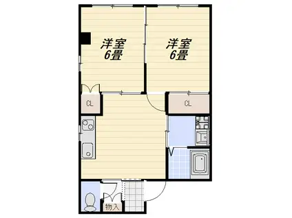 サカモトハイツ(2DK/1階)の間取り写真