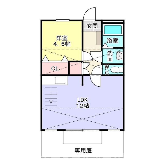 ハイツKIRIN B(1LDK/1階)の間取り写真