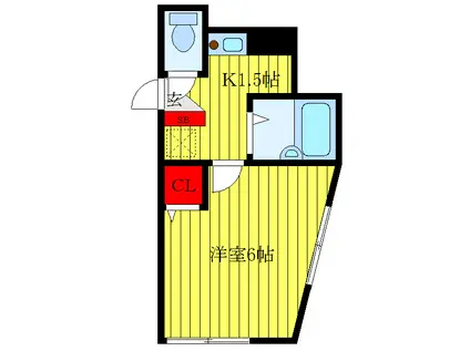 ハレラニ(1K/1階)の間取り写真