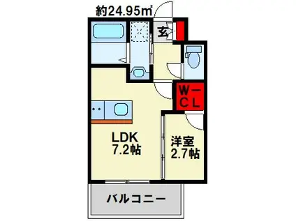 コンダクトレジデンスKONYA(1DK/8階)の間取り写真