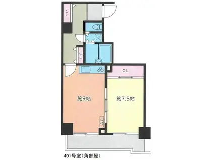 ドアーズ中野(1LDK/4階)の間取り写真