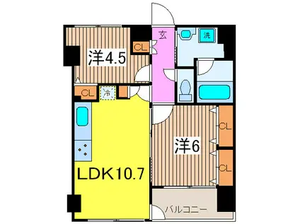 パ-トナ-シップアパ-トメント(2LDK/6階)の間取り写真