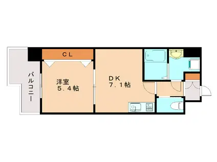 ザ・レジデンス香春口三萩野駅前(1DK/7階)の間取り写真