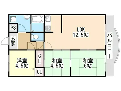 サンプラザ神楽(3LDK/7階)の間取り写真