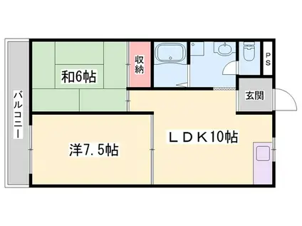 サニーハイム東出口(2DK/1階)の間取り写真