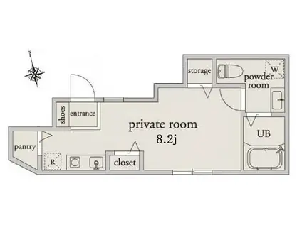 アーベインテラス東が丘(ワンルーム/1階)の間取り写真