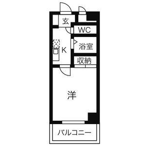 グローリアス音聞(1K/3階)の間取り写真
