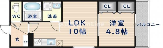BADGE TOMOI EST III(1LDK/1階)の間取り写真