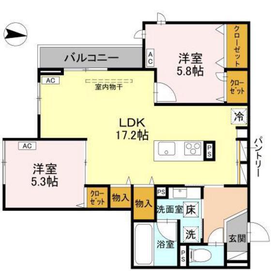 ドエル25(2LDK/2階)の間取り写真