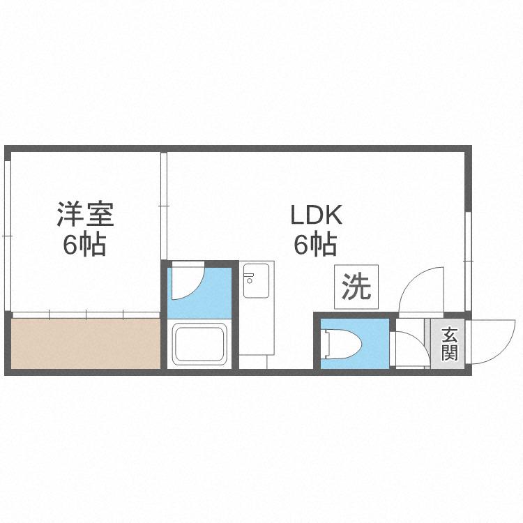 シティハイムハーモネート(1DK/2階)の間取り写真