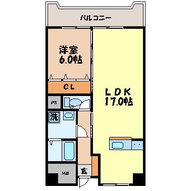 TAS2002(1LDK/6階)の間取り写真
